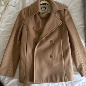 Tan Double-Breasted Peacoat